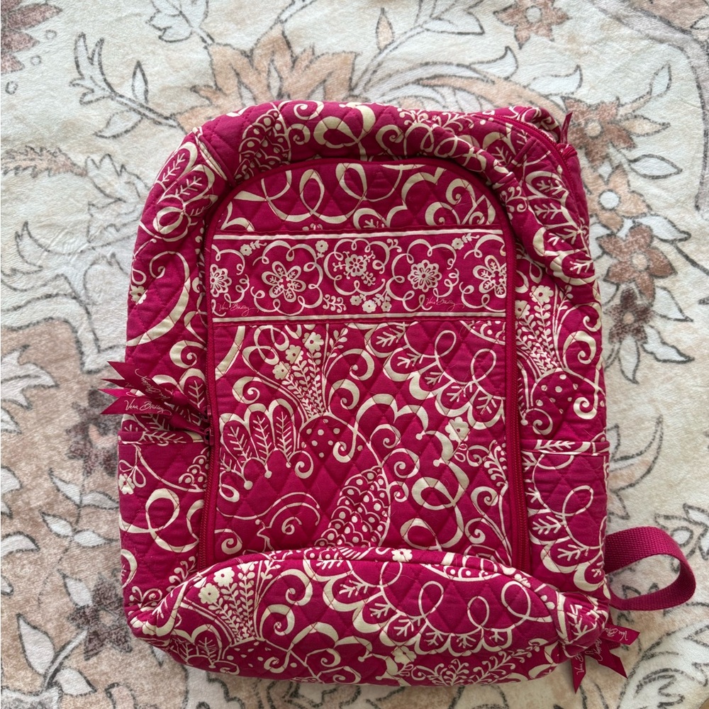*Vintage* Vera Bradley Raspberry Pink Floral Quilted Backpack